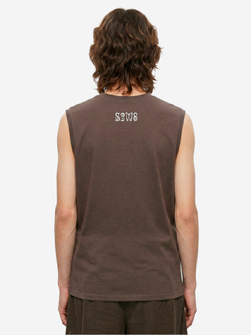 SOUTH2 WEST8 Tee senza maniche grigia con grafica skull target Grigio