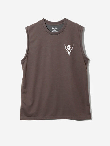 SOUTH2 WEST8 Tee senza maniche grigia con grafica skull target Grigio