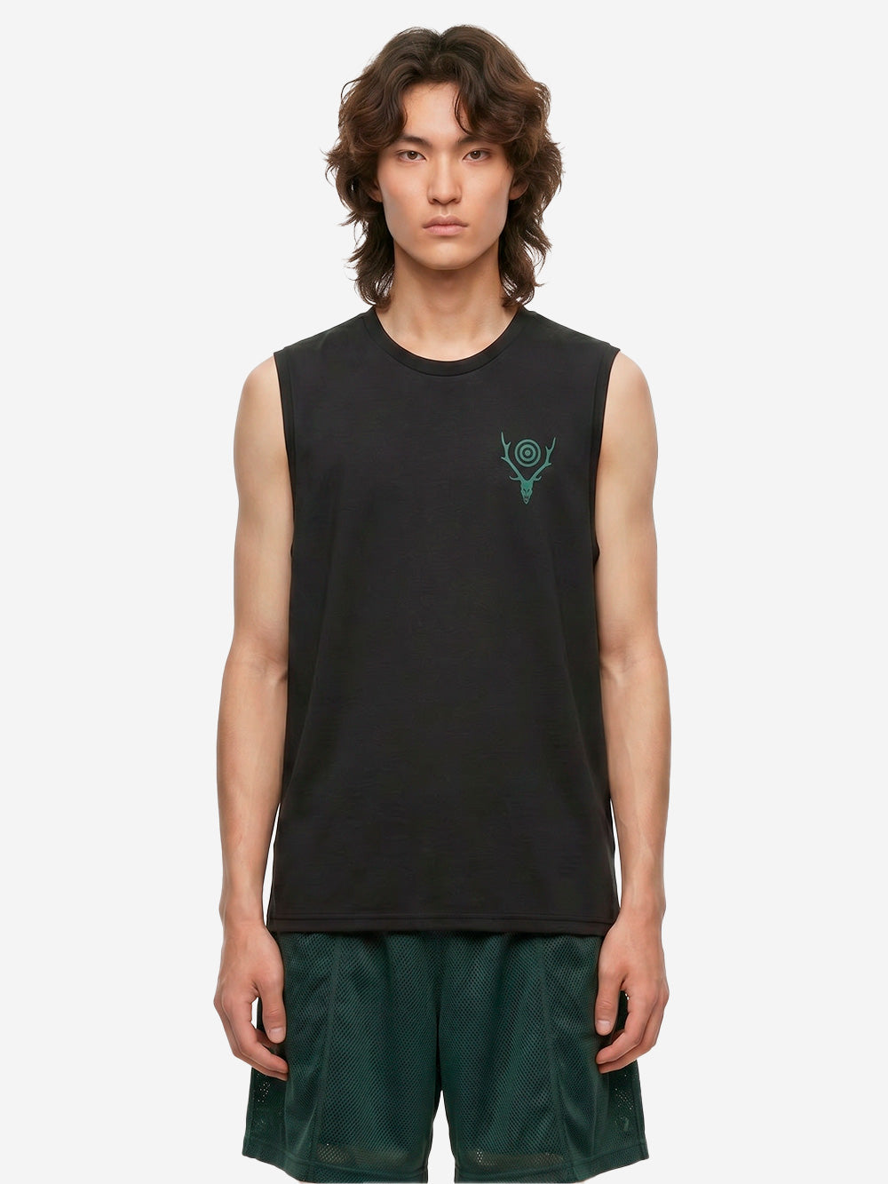 SOUTH2 WEST8 Tee senza maniche nera con grafica skull target Nero Urbanstaroma