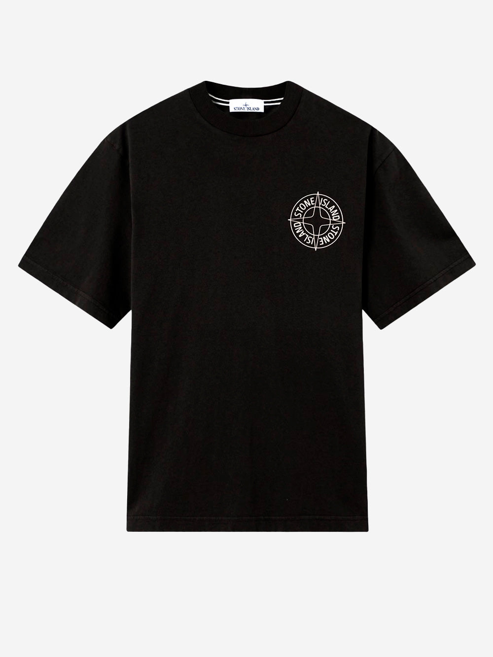 STONE ISLAND T-shirt nera con stampa 'Outline Compass' Nero Urbanstaroma