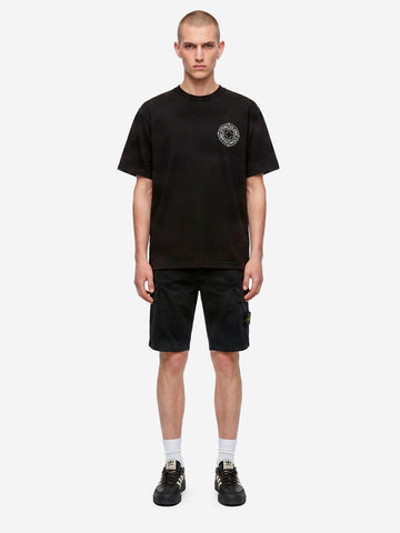 STONE ISLAND T-shirt nera con stampa 'Outline Compass' Nero