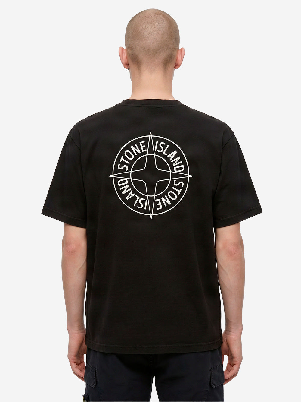 STONE ISLAND T-shirt nera con stampa 'Outline Compass' Nero Urbanstaroma