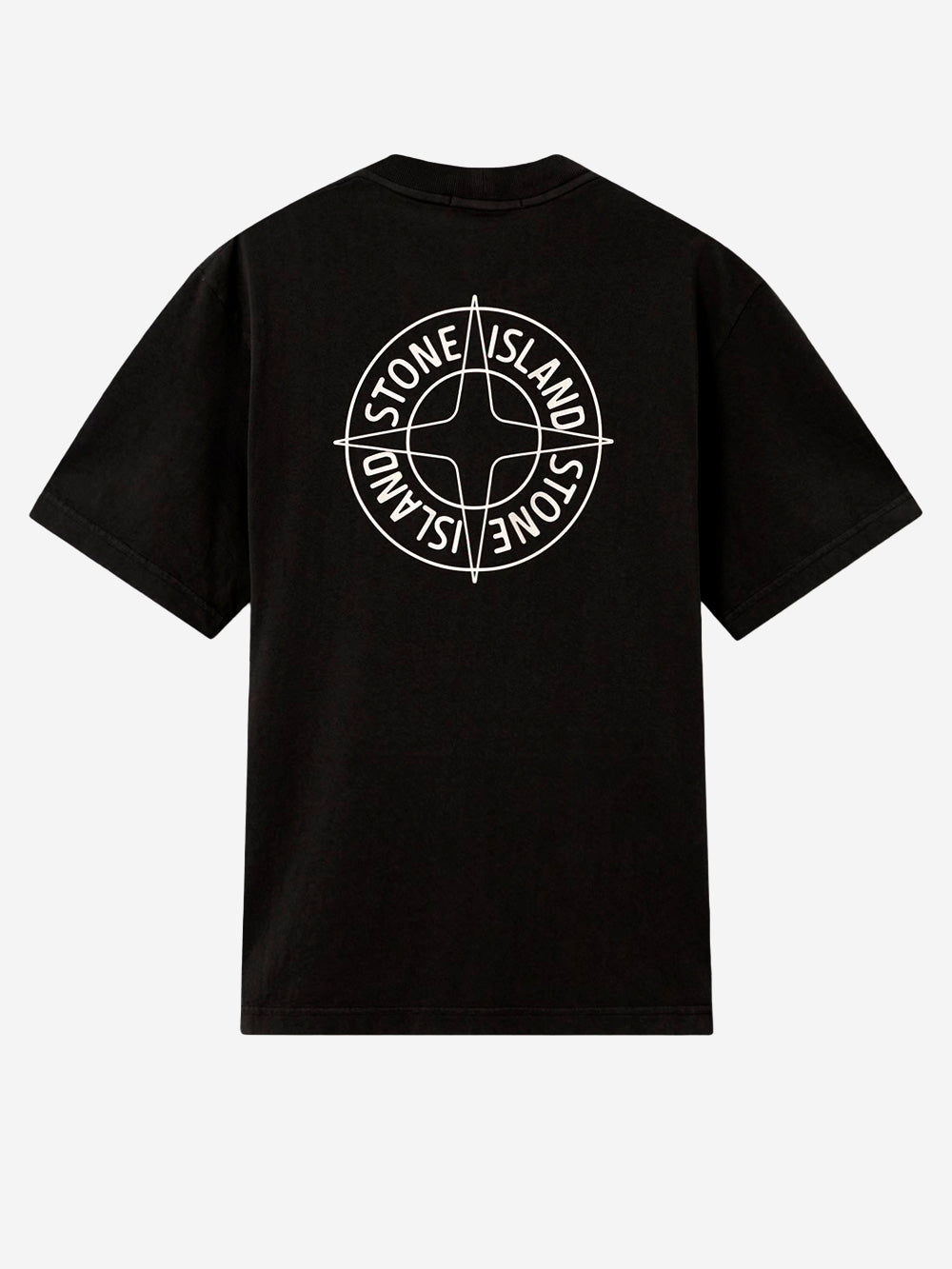 STONE ISLAND T-shirt nera con stampa 'Outline Compass' Nero Urbanstaroma