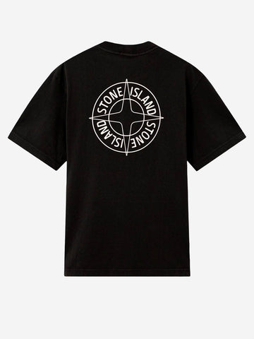 STONE ISLAND T-shirt nera con stampa 'Outline Compass' Nero