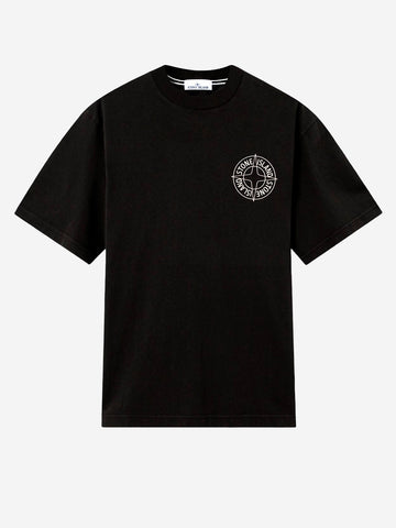 STONE ISLAND T-shirt nera con stampa 'Outline Compass' Nero