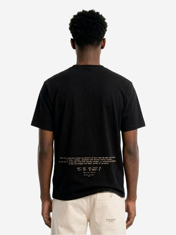 STONE ISLAND T-shirt nera in cotone con stampa 'All Around Compass' Nero