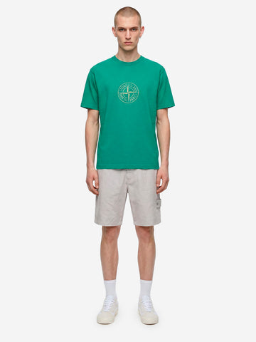 STONE ISLAND T-shirt verde in cotone con stampa 'All Around Compass' Verde