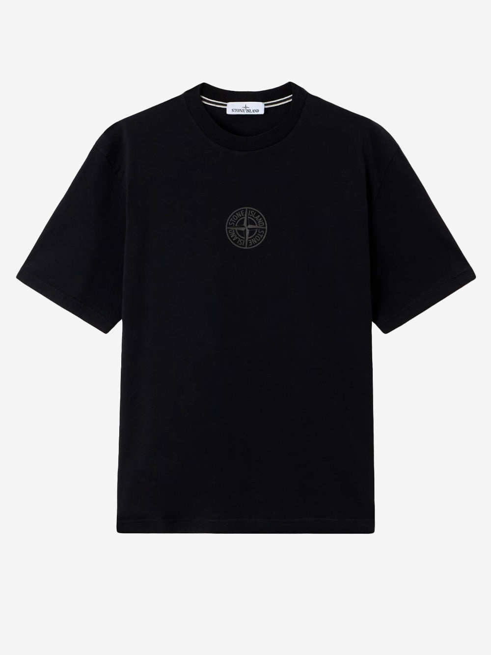 STONE ISLAND T-shirt a manica corta nera in jersey di cotone biologico con stampa 'Camo Compass' Nero Urbanstaroma