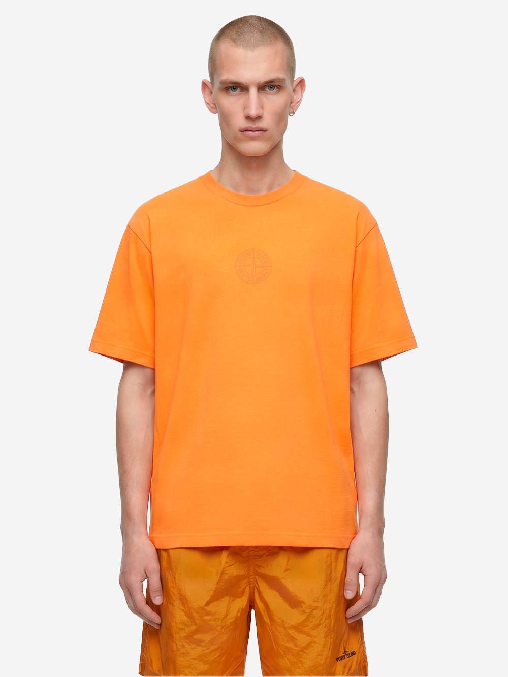 STONE ISLAND T-shirt a manica corta arancione in jersey di cotone biologico con stampa 'Camo Compass' arancione Urbanstaroma