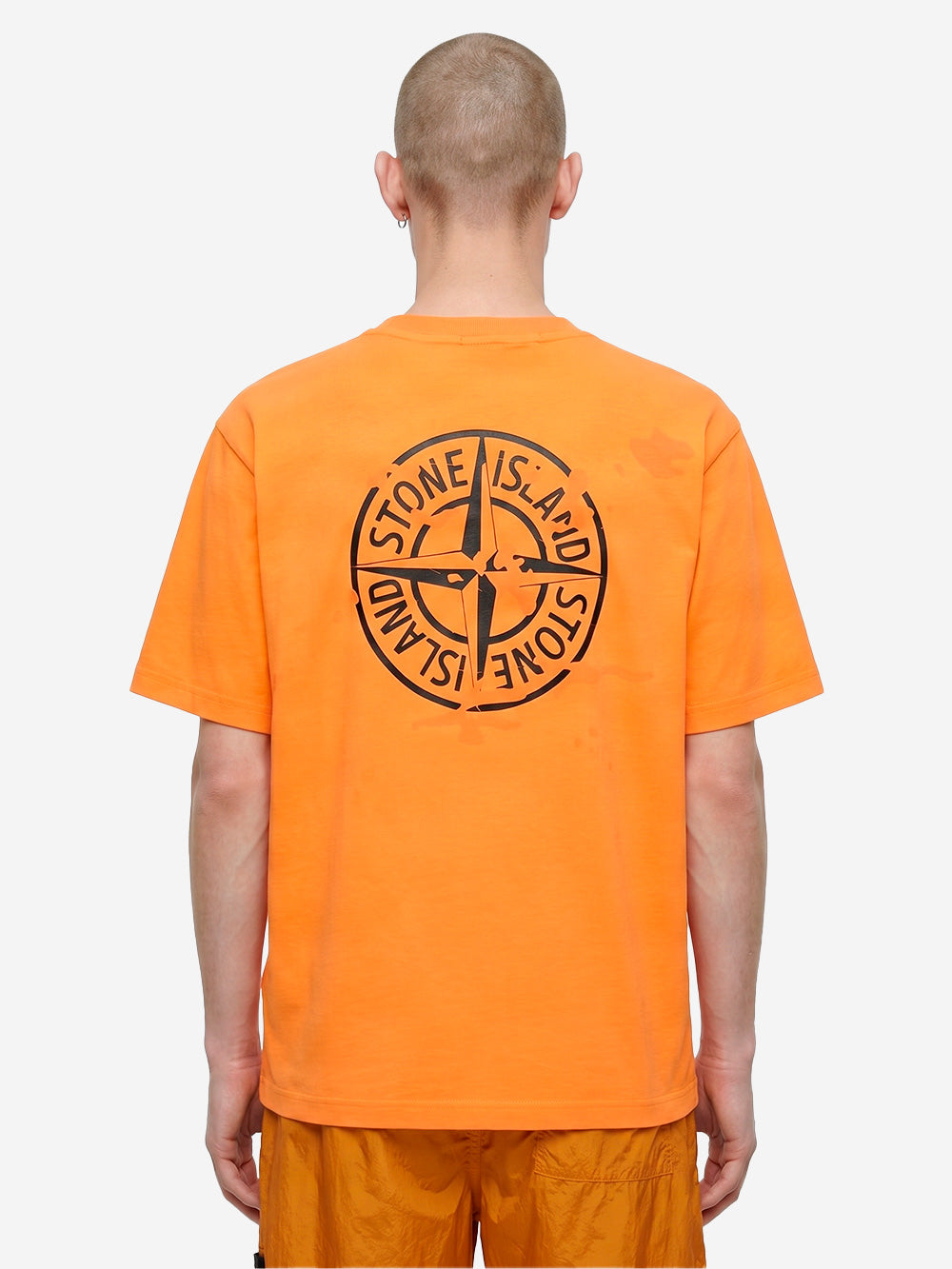 STONE ISLAND T-shirt a manica corta arancione in jersey di cotone biologico con stampa 'Camo Compass' arancione Urbanstaroma