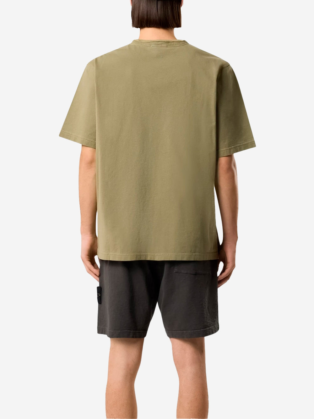 STONE ISLAND T-shirt verde in cotone pettinato 'Old effect' con patch Compass Verde Urbanstaroma