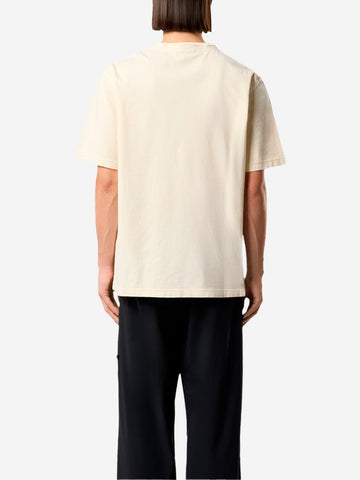 STONE ISLAND T-shirt avorio in cotone pettinato 'Old effect' con patch Compass Panna