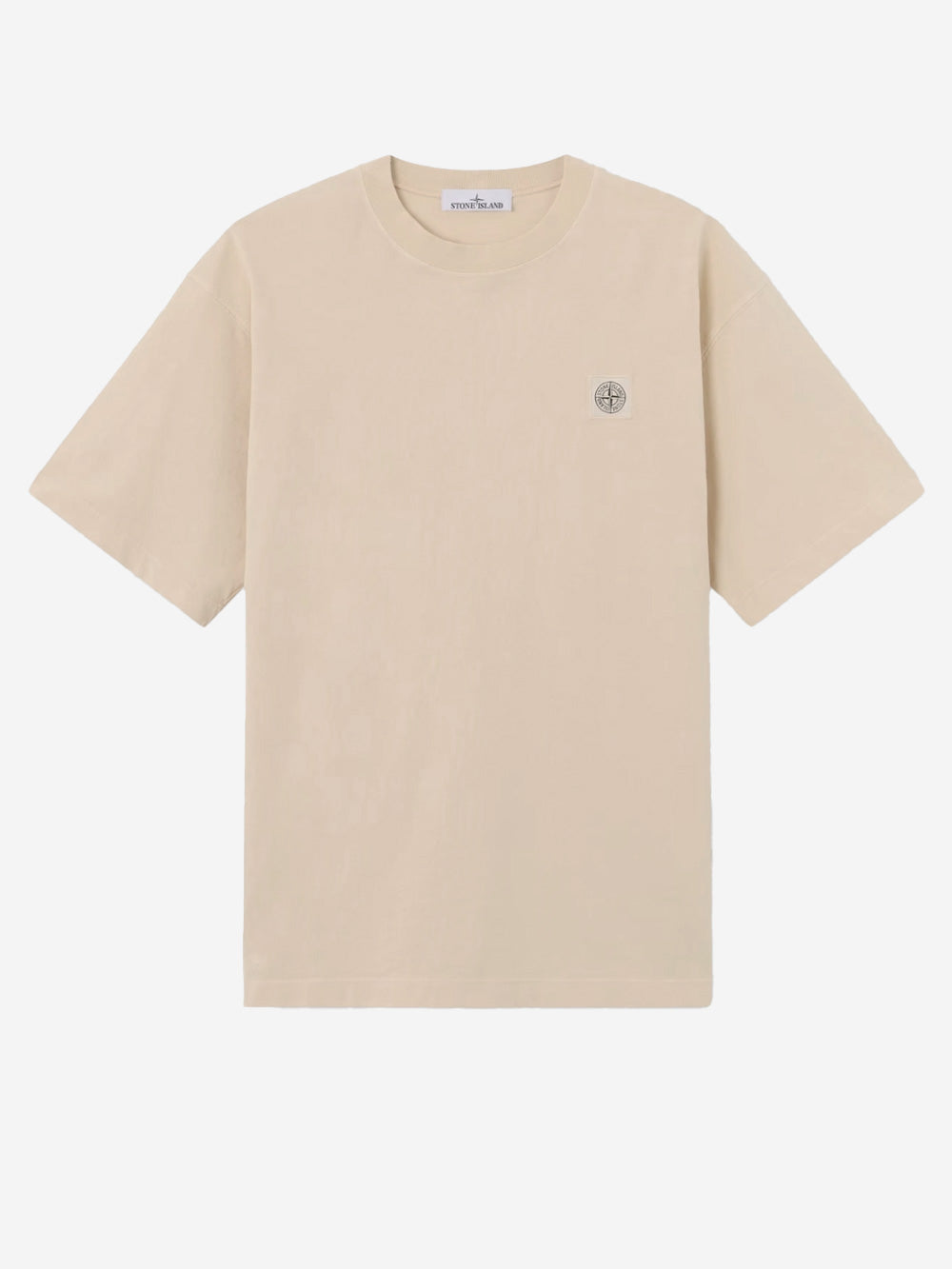 STONE ISLAND T-shirt manica corta beige con patch Compass Beige Urbanstaroma