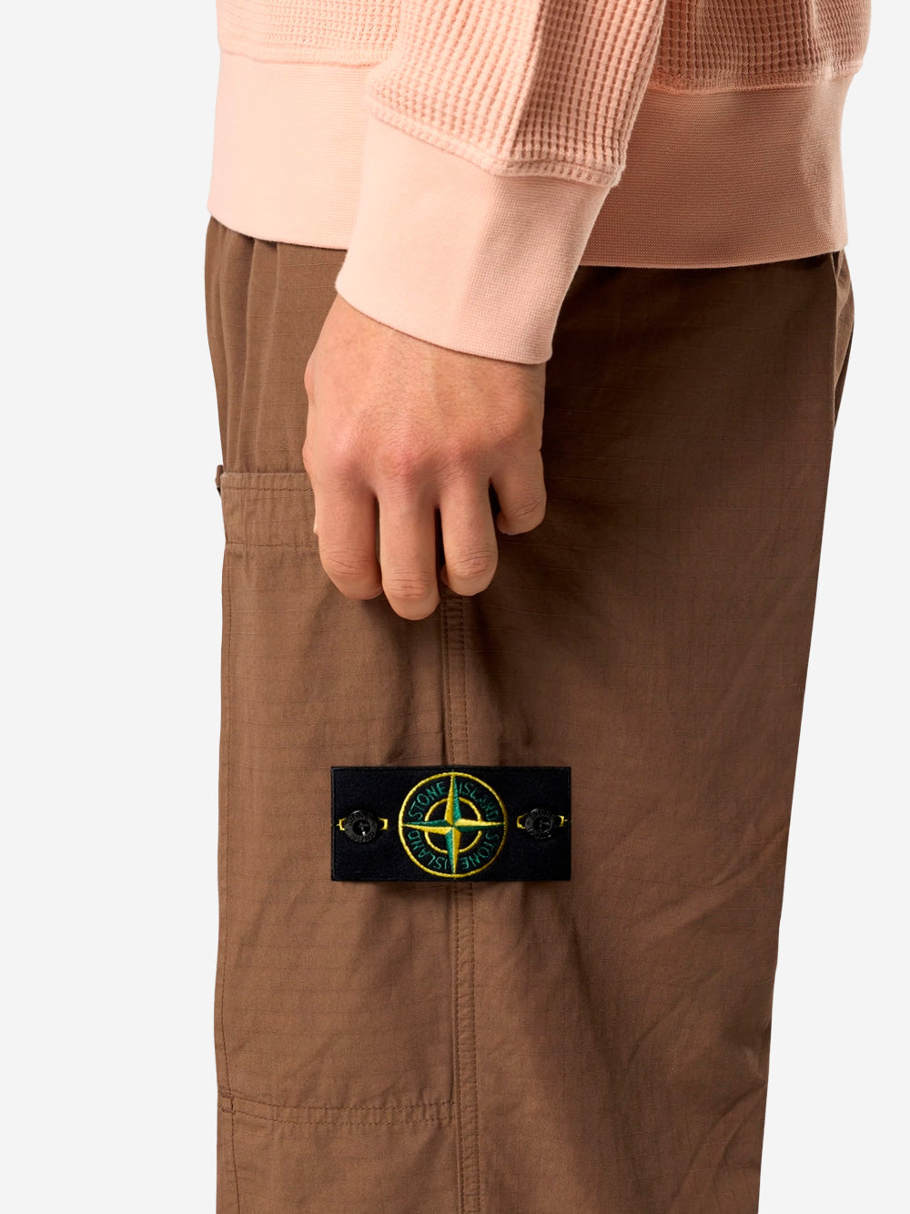 STONE ISLAND Pantaloni cargo marrone in ripstop di cotone biologico mercerizzato Marrone Urbanstaroma