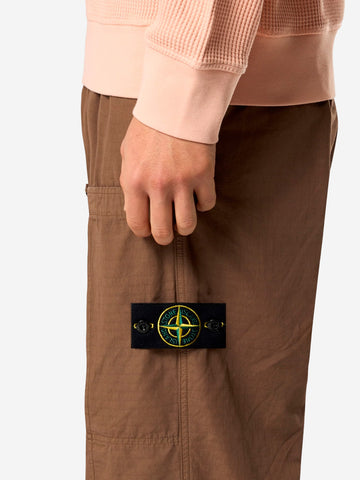 STONE ISLAND Pantaloni cargo marrone in ripstop di cotone biologico mercerizzato Marrone