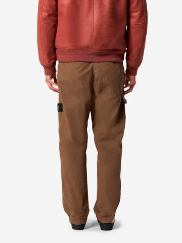 STONE ISLAND Pantaloni cargo marrone in ripstop di cotone biologico mercerizzato Marrone