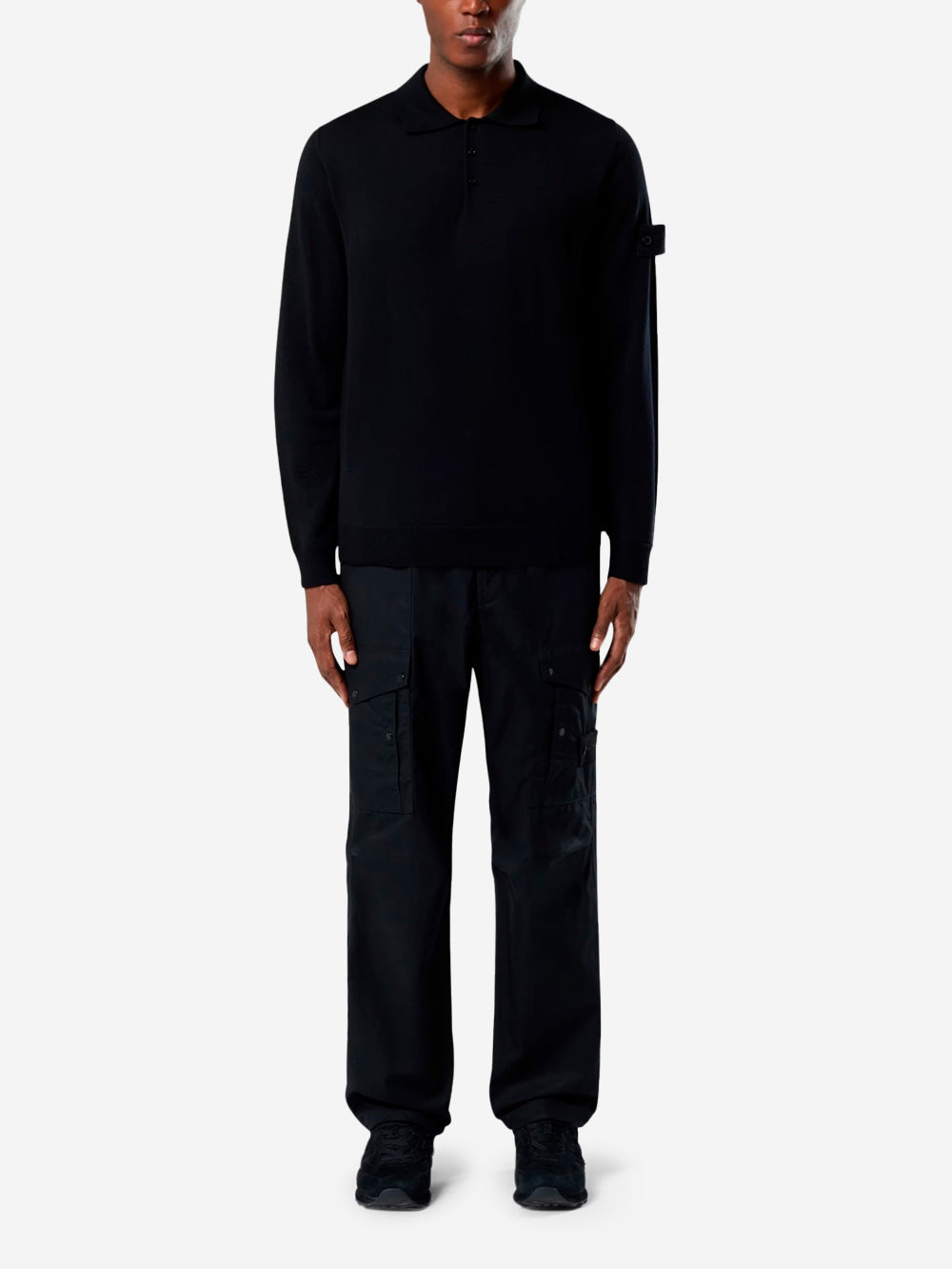 STONE ISLAND Pantalone cargo fatigue loose neri 'Ghost' Nero Urbanstaroma