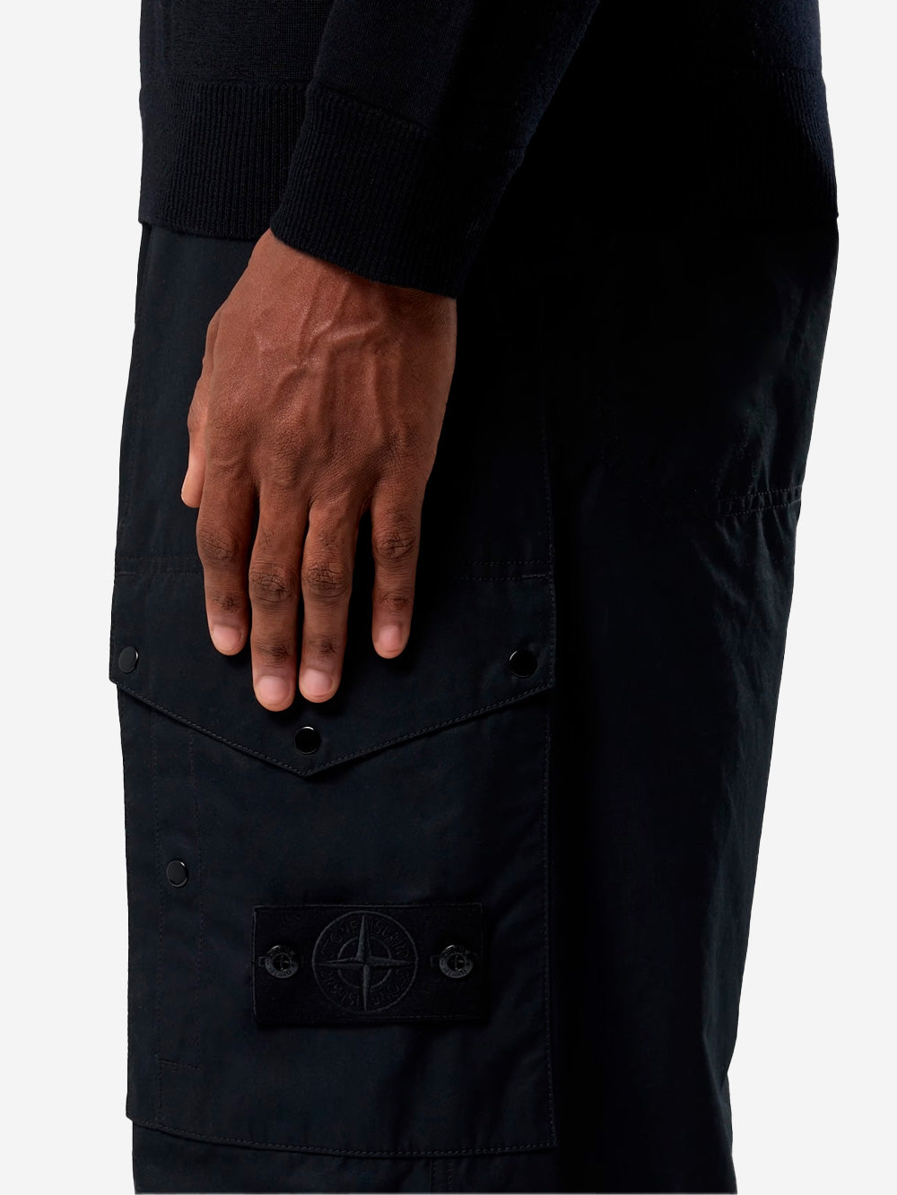 STONE ISLAND Pantalone cargo fatigue loose neri 'Ghost' Nero Urbanstaroma
