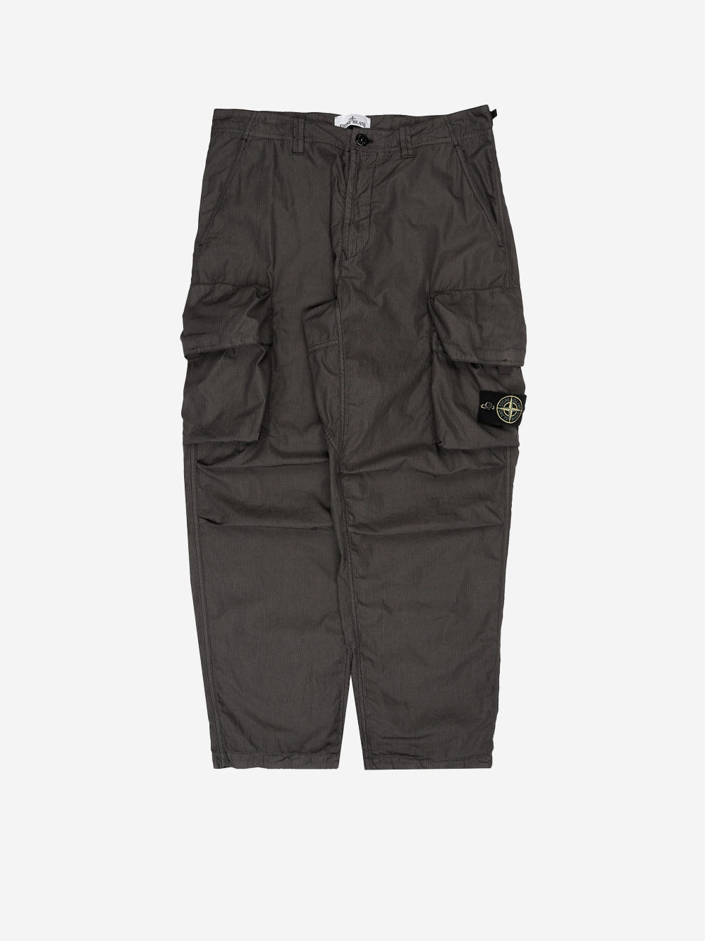 STONE ISLAND Pantaloni cargo grigi loose con vita in cotone nylon ripstop grigio Urbanstaroma