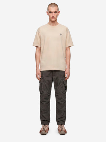 STONE ISLAND Pantaloni cargo grigi loose con vita in cotone nylon ripstop grigio