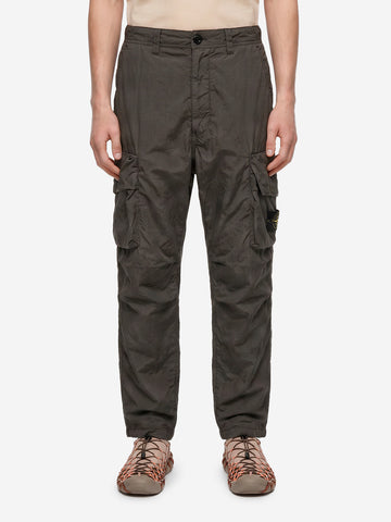 STONE ISLAND Pantaloni cargo grigi loose con vita in cotone nylon ripstop grigio