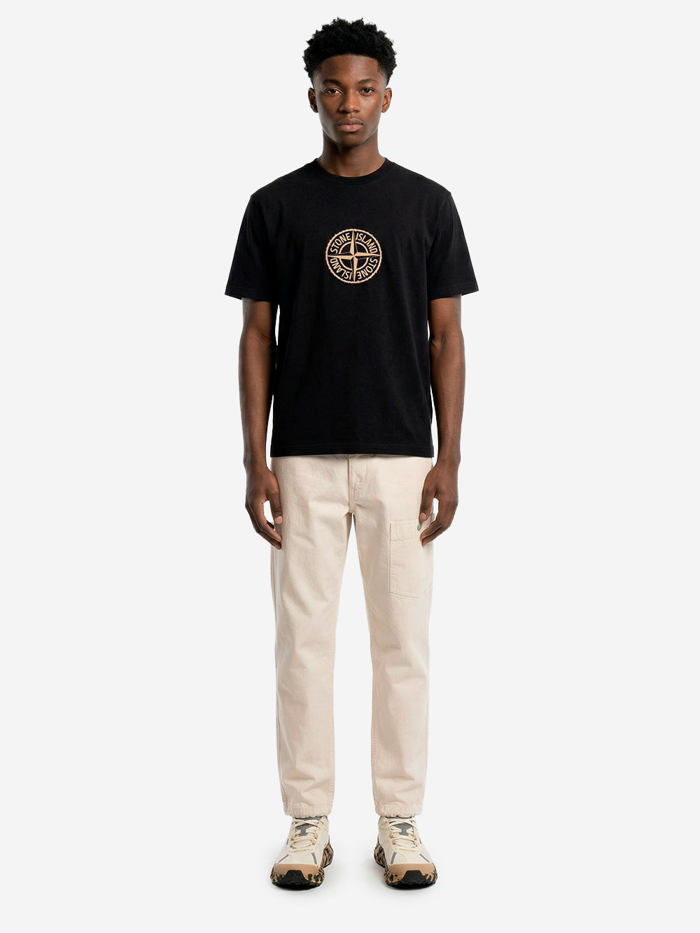 STONE ISLAND Pantalone cargo avorio in twill di cotone 'Marina' avorio Urbanstaroma