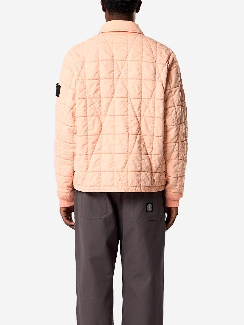 STONE ISLAND Giacca Coach rosa trapuntata con rivestimento in resina e antigoccia Pesca Urbanstaroma