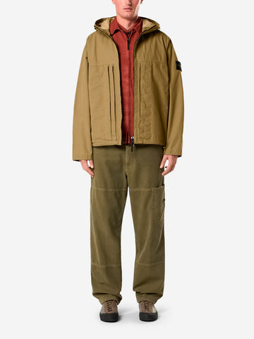 STONE ISLAND Giacca verde militare con cappuccio e resina pigmentata Verde