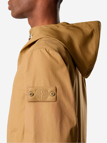 STONE ISLAND Giacca con cappuccio cotton canvas marrone 'Ghost' Cammello