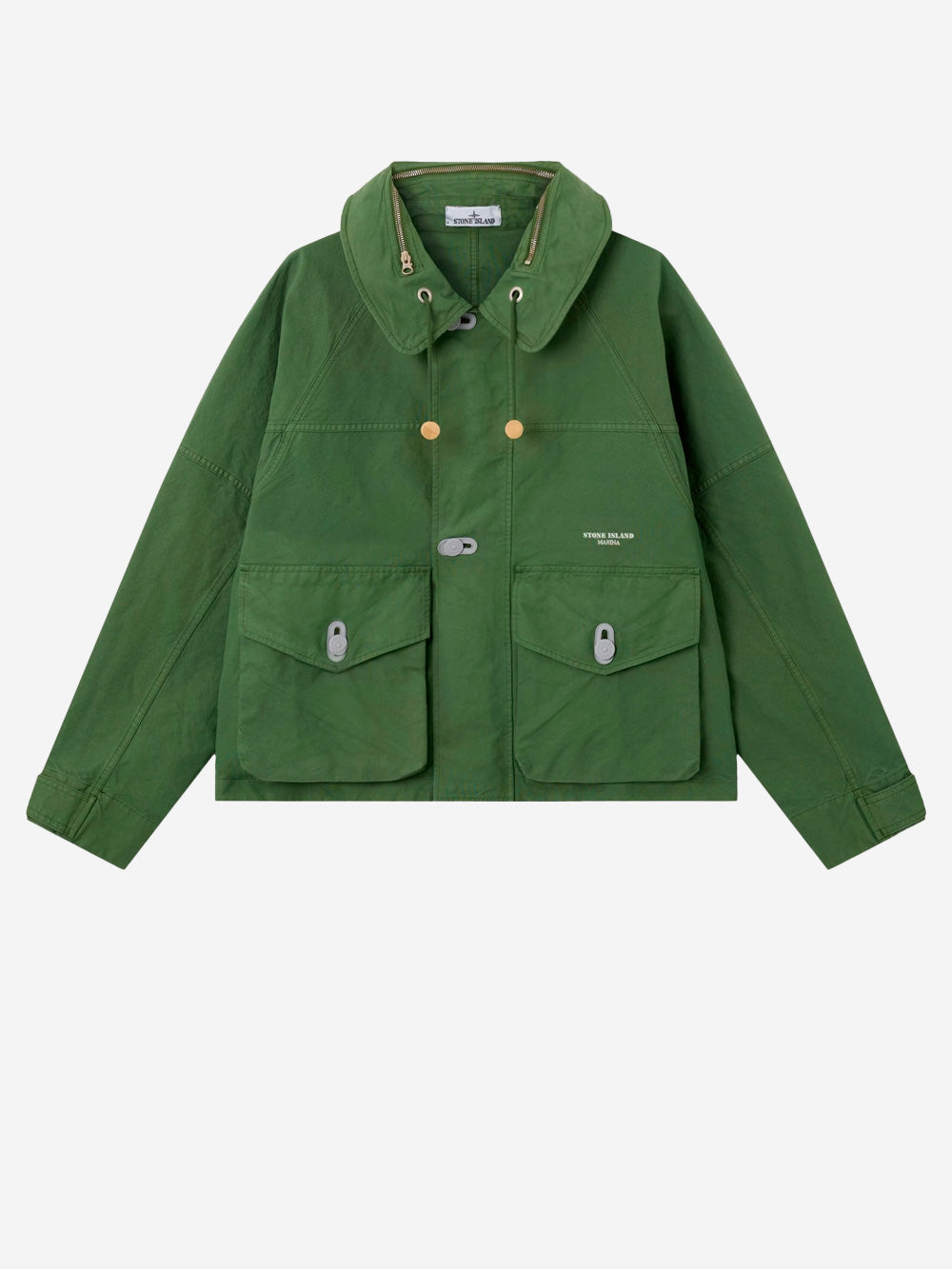STONE ISLAND Giacca Coach 'Marina' in nyco panama con antigoccia e cappuccio a scomparsa Verde Urbanstaroma
