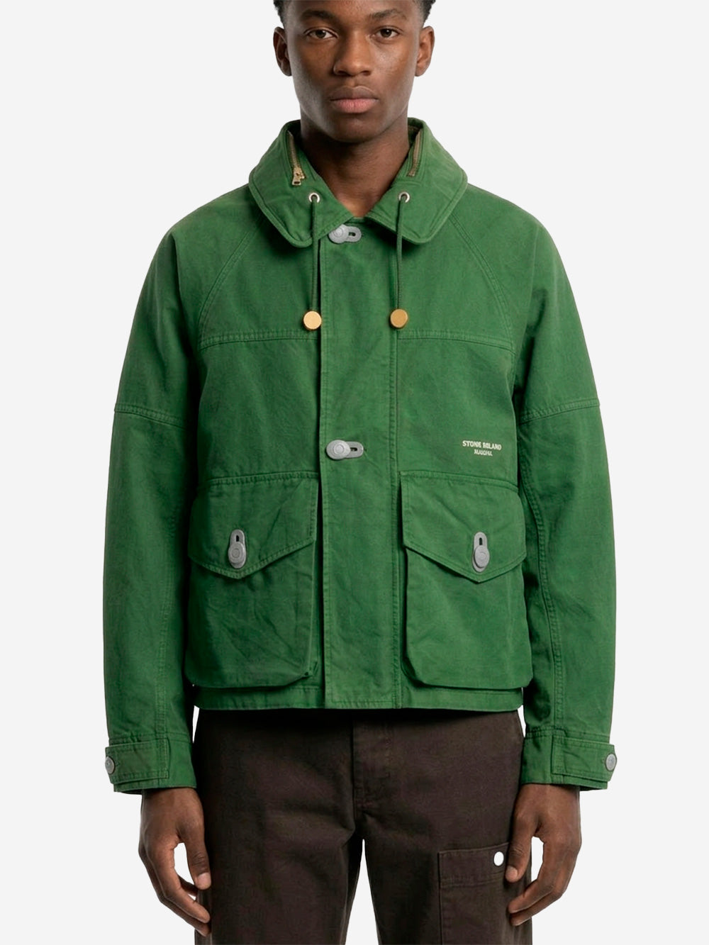STONE ISLAND Giacca Coach 'Marina' in nyco panama con antigoccia e cappuccio a scomparsa Verde Urbanstaroma