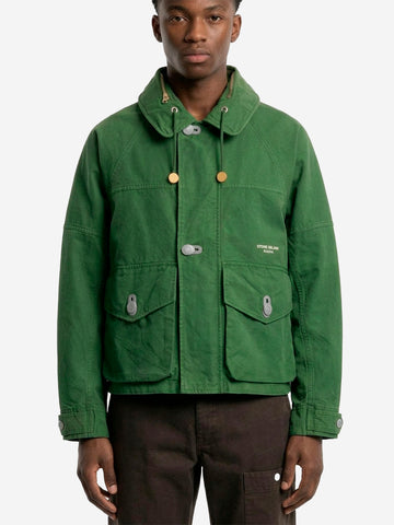 STONE ISLAND Giacca Coach 'Marina' in nyco panama con antigoccia e cappuccio a scomparsa Verde