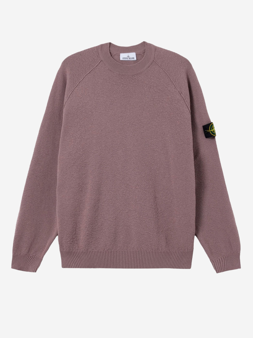 STONE ISLAND Maglione girocollo loose viola in cotone con maniche raglan e badge Lilla Urbanstaroma