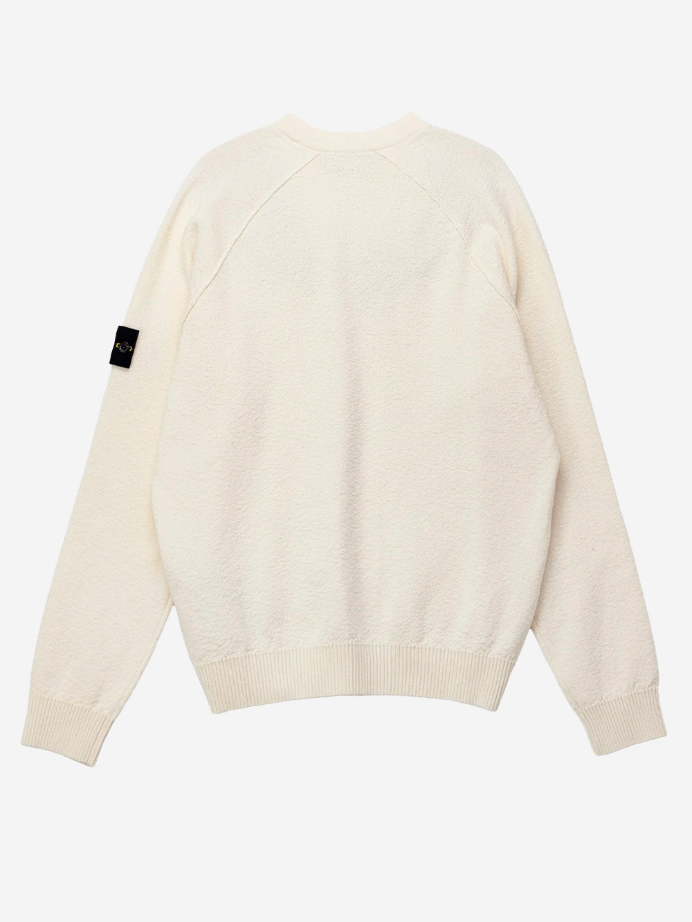 STONE ISLAND Maglione girocollo loose avorio in cotone con maniche raglan e badge Panna Urbanstaroma