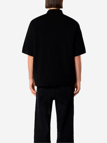 STONE ISLAND Polo oversize a manica corta nera con zip e patch Compass Nero