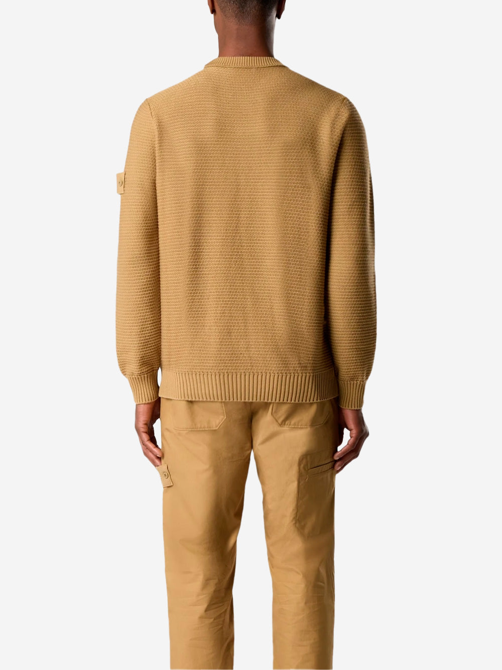 STONE ISLAND Maglione girocollo a costine in misto cashmere marrone 'Ghost' Cammello Urbanstaroma