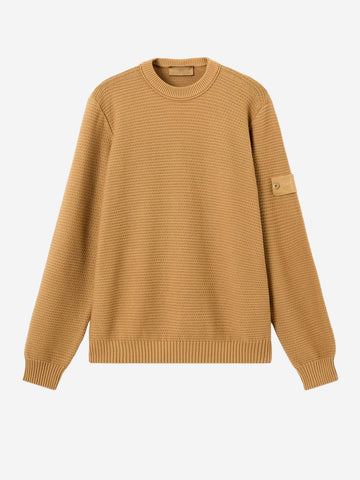 STONE ISLAND Maglione girocollo a costine in misto cashmere marrone 'Ghost' Cammello