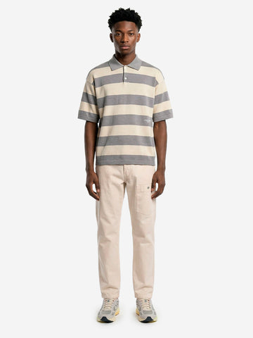 STONE ISLAND Polo oversize in misto lino con stampa 'Marina' Beige grigio
