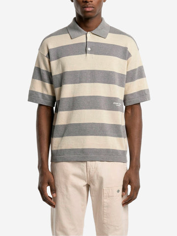 STONE ISLAND Polo oversize in misto lino con stampa 'Marina' Beige grigio
