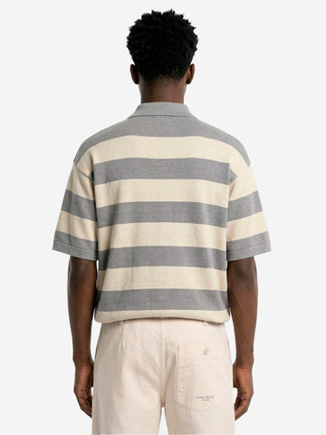 STONE ISLAND Polo oversize in misto lino con stampa 'Marina' Beige grigio