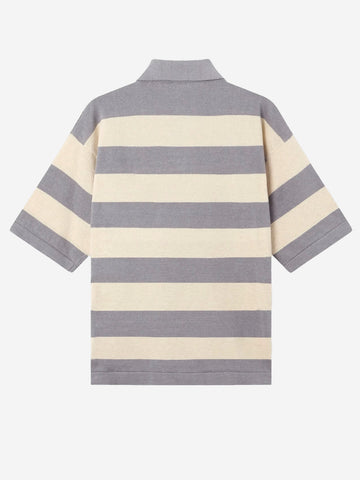 STONE ISLAND Polo oversize in misto lino con stampa 'Marina' Beige grigio