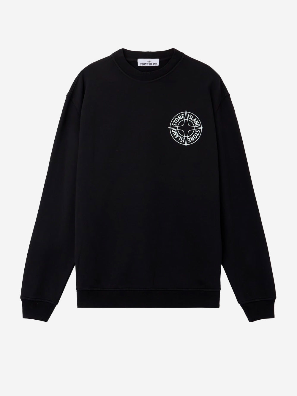 STONE ISLAND Felpa girocollo nera oversize con stampa 'Outline Compass' Nero Urbanstaroma