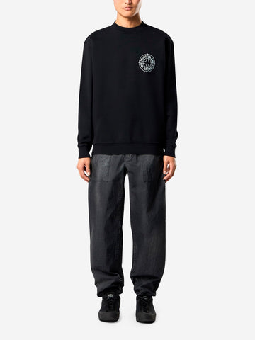 STONE ISLAND Felpa girocollo nera oversize con stampa 'Outline Compass' Nero