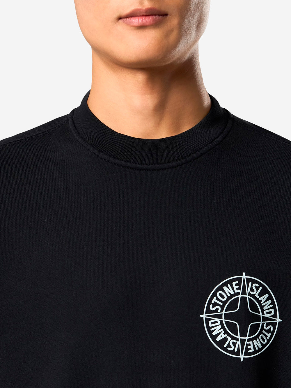 STONE ISLAND Felpa girocollo nera oversize con stampa 'Outline Compass' Nero Urbanstaroma