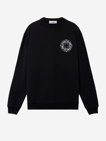 STONE ISLAND Felpa girocollo nera oversize con stampa 'Outline Compass' Nero