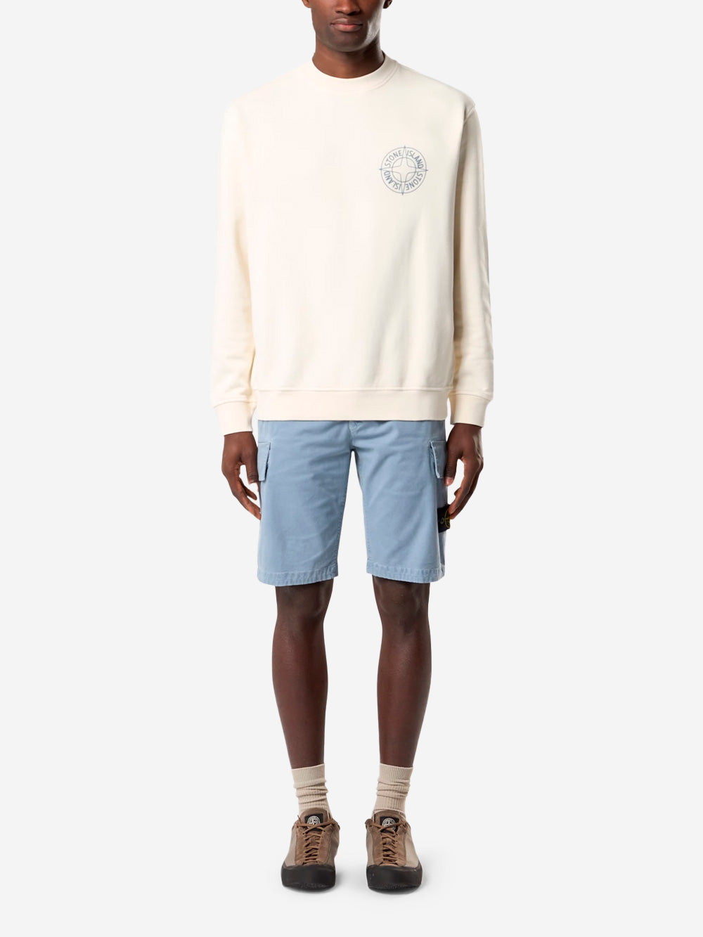 STONE ISLAND Felpa girocollo avorio oversize con stampa 'Outline Compass' avorio Urbanstaroma