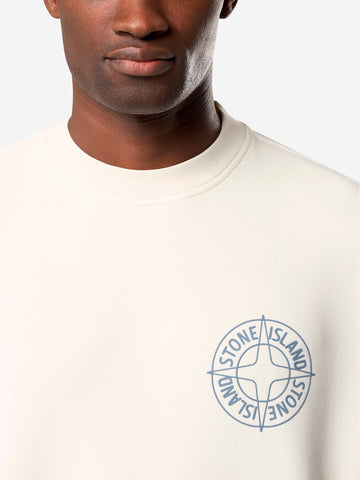 STONE ISLAND Felpa girocollo avorio oversize con stampa 'Outline Compass' avorio