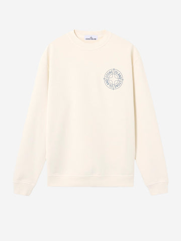 STONE ISLAND Felpa girocollo avorio oversize con stampa 'Outline Compass' avorio