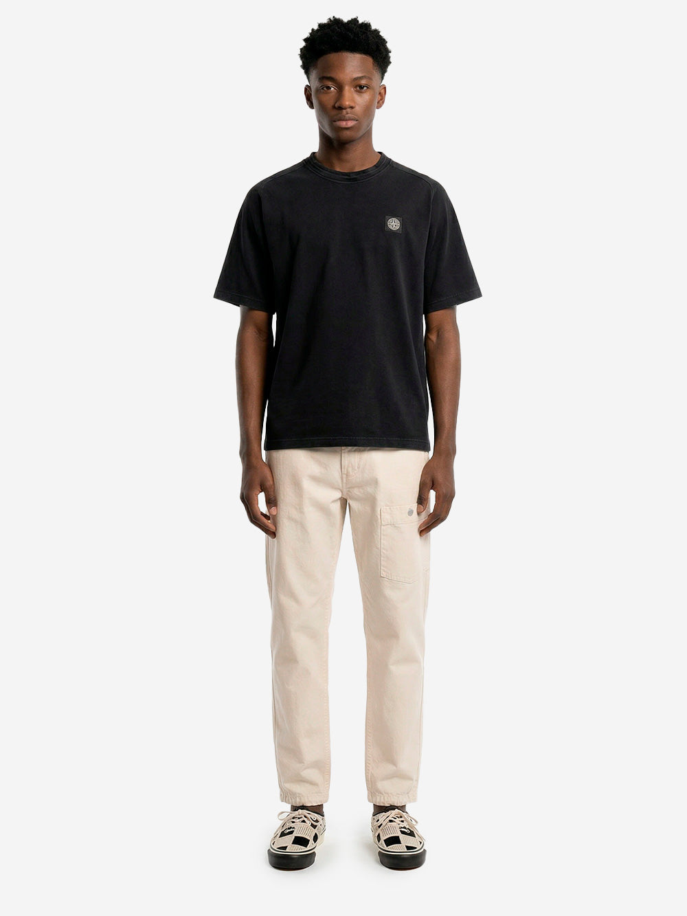 STONE ISLAND Felpa a manica corta in jersey di cotone biologico pesante nera Nero Urbanstaroma