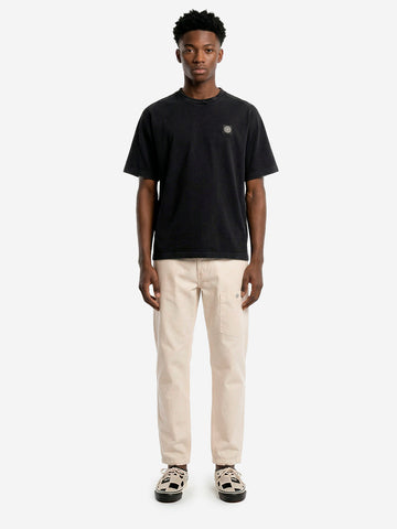 STONE ISLAND Felpa a manica corta in jersey di cotone biologico pesante nera Nero